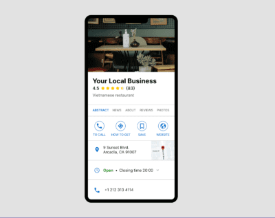 Example of Google Business Profile for local SEO